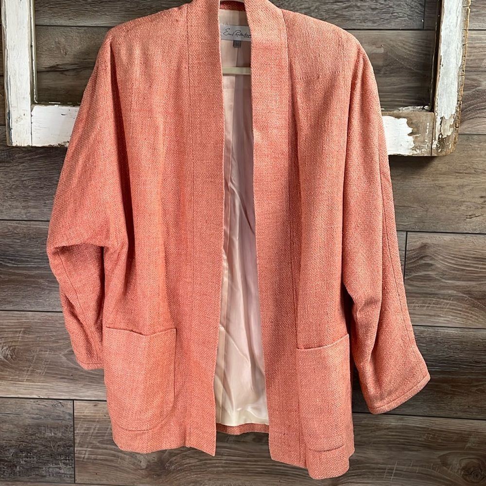 Emil Rutenberg Ladies Silk Tweed Vintage Blazer Jacket, Size Small, Coral